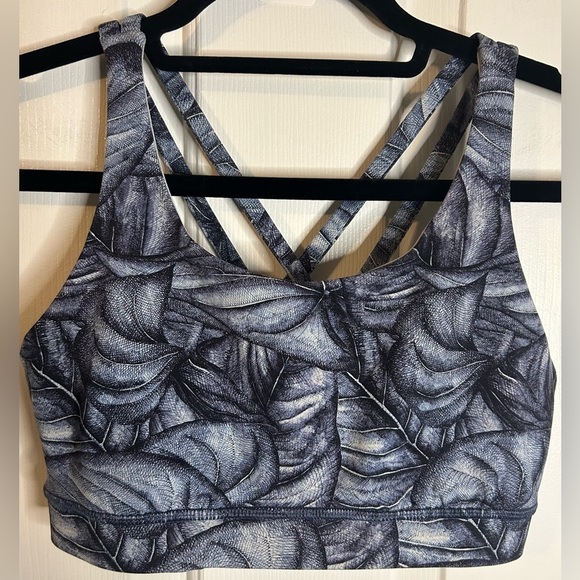 Lululemon Energy Bra (Nulux)- Mini Concrete Jungle Alpine White Multi/ Size 8 - Picture 3 of 8